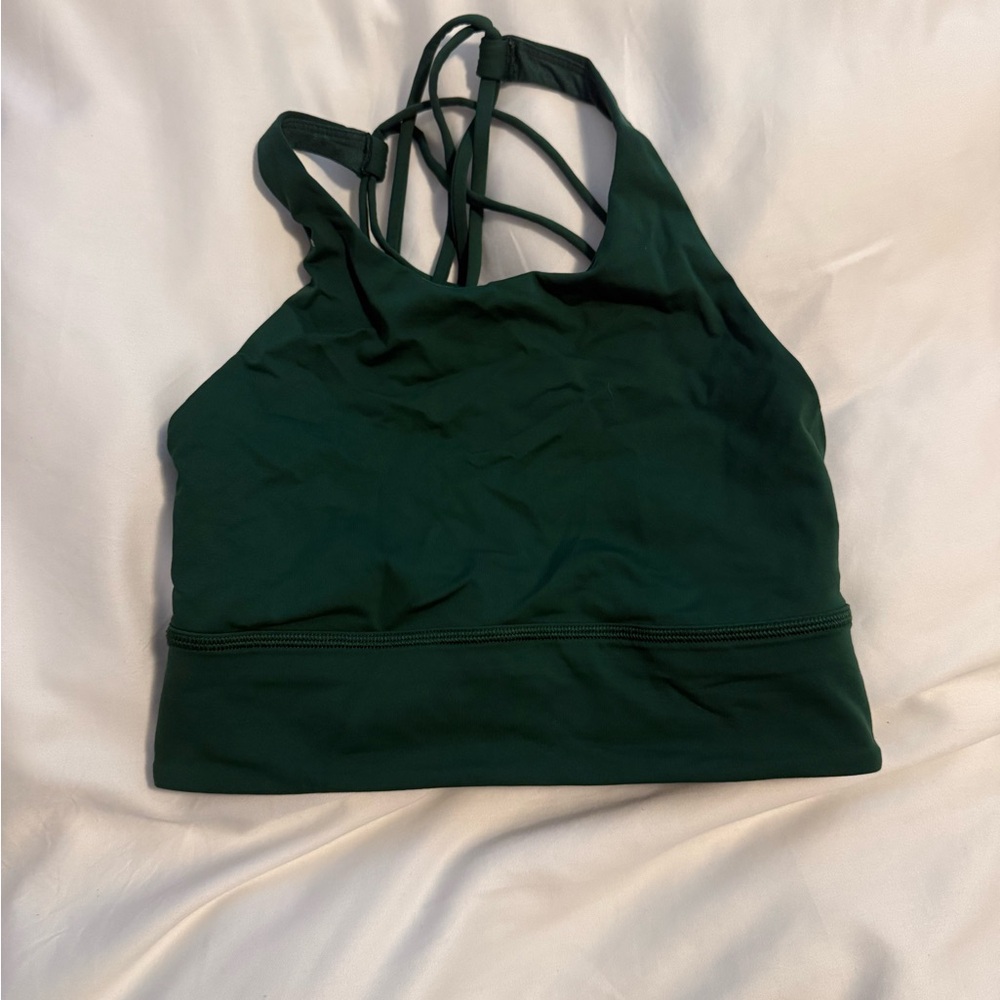 Lululemon Dark Green Strappy Long Line  Sports Bra
